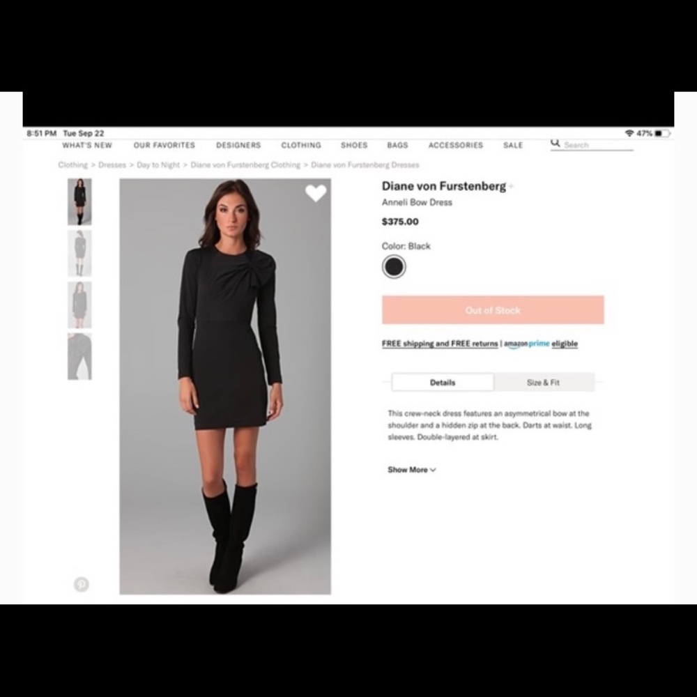 Diane Von Furstenberg DVF Anneli Bow Dress